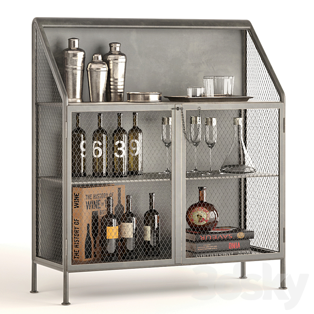 Bar Vintage French Factory Bar Cart 3DSMax File - thumbnail 2