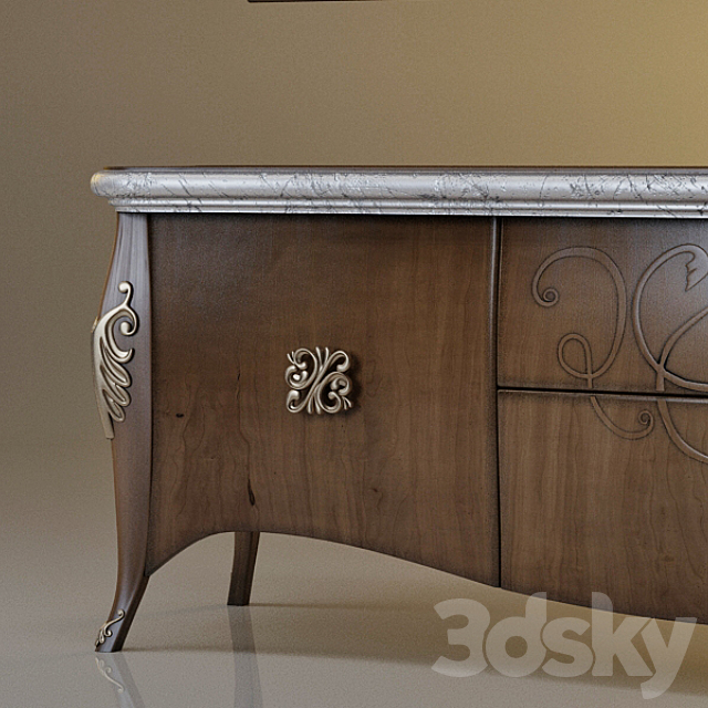 Base and foundation TV with carved details and applique 3DSMax File - thumbnail 2