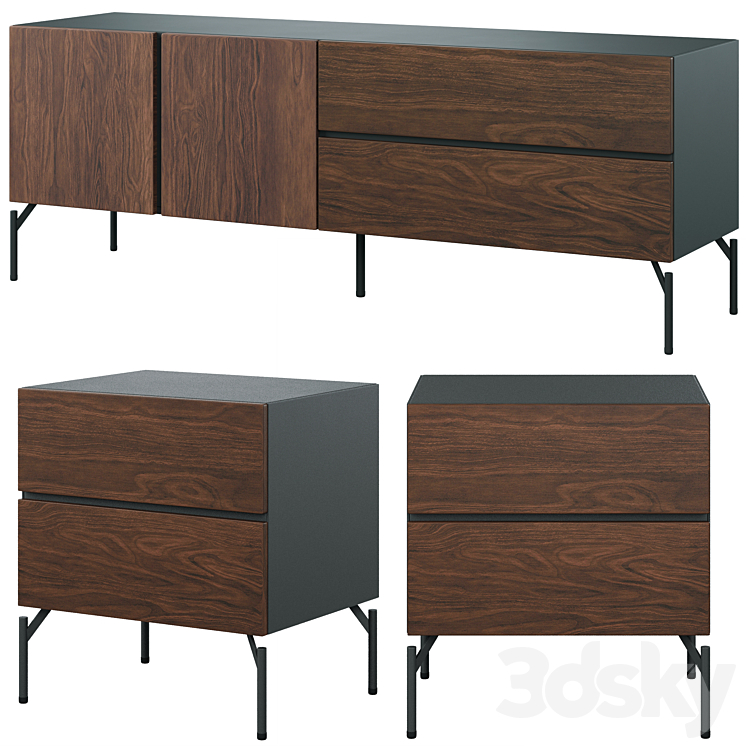 Bedside table and TV unit Fango by Cosmo 3DS Max - thumbnail 1