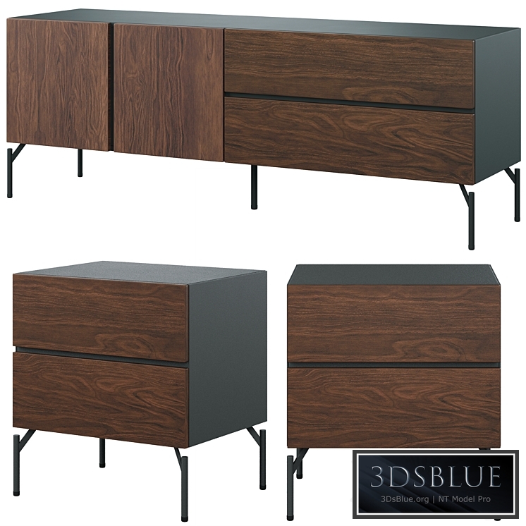 Bedside table and TV unit Fango by Cosmo 3DS Max - thumbnail 3