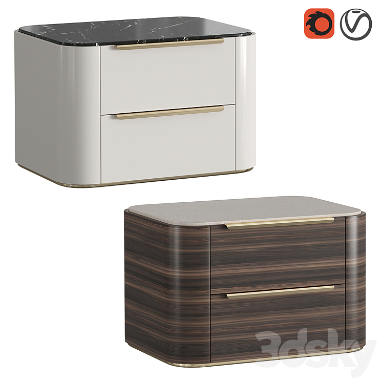 Bedside table BAMBOO II 3DS Max - thumbnail 1