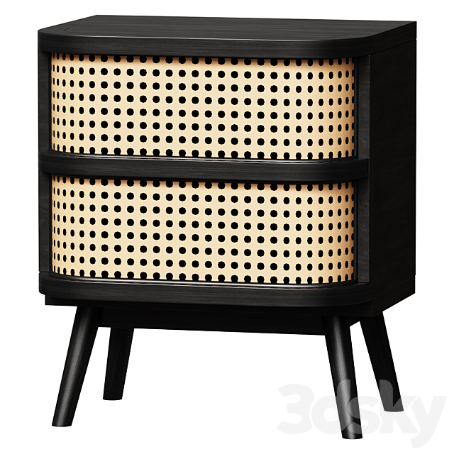 Bedside table Bedside table with 1 drawer made of wicker rattan Laora 3ds Max - thumbnail 1