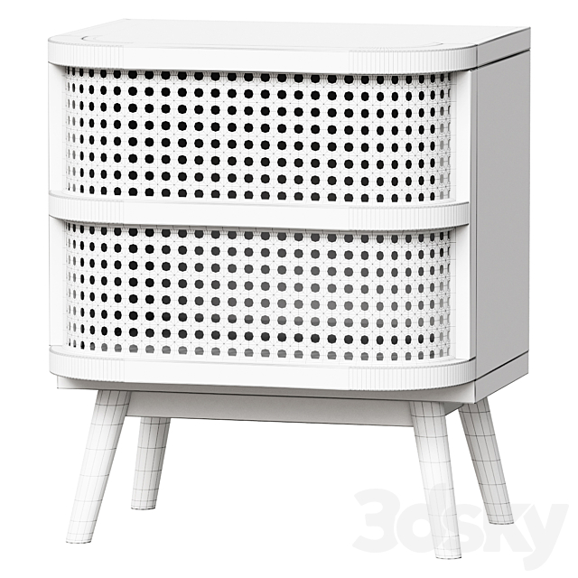 Bedside table Bedside table with 1 drawer made of wicker rattan Laora 3ds Max - thumbnail 2