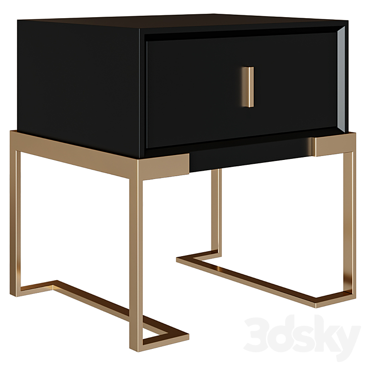 Bedside table Brescia 3DS Max Model - thumbnail 2