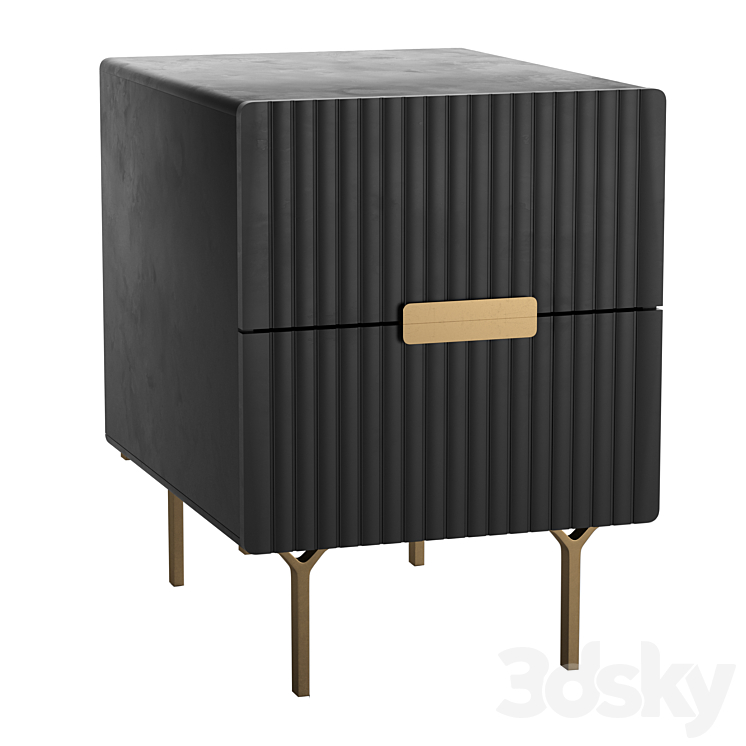 Bedside table Gray 3DS Max Model - thumbnail 1