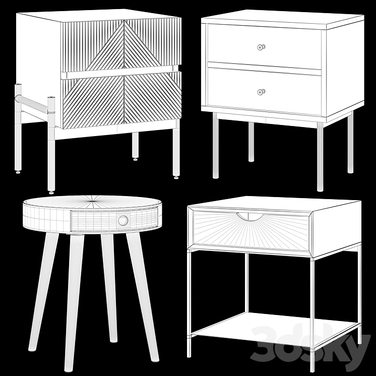 Bedside table La redoute Lodge Nyjo Mambo Selisa 3DS Max - thumbnail 2