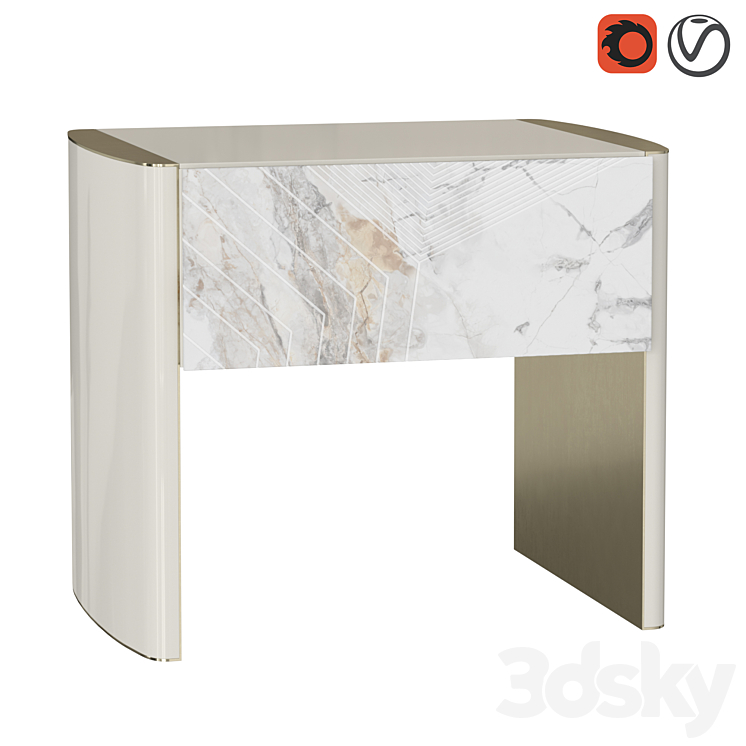 Bedside table LINFA by HESSENTIA Cornelio Cappellini 3DS Max - thumbnail 1