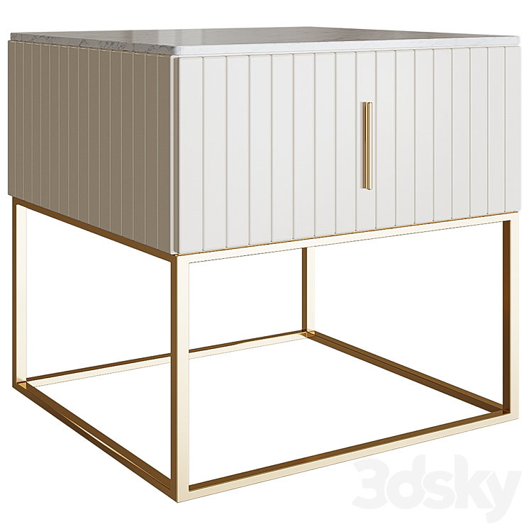 Bedside table Off White 3DS Max Model - thumbnail 3