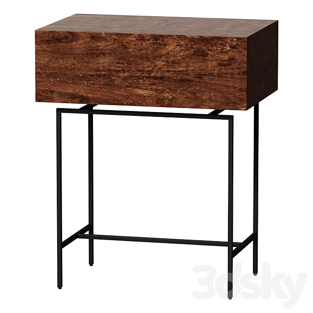 Bedside table Oreko walnut bedside table 3ds Max - thumbnail 1