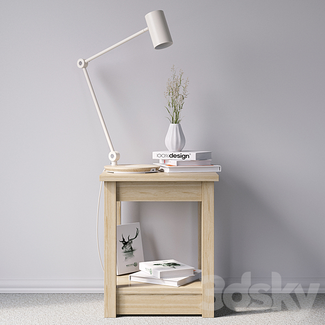 Bedside table with lamp 3DSMax File - thumbnail 1