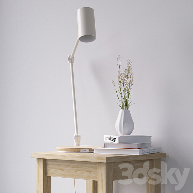 Bedside table with lamp 3DSMax File - thumbnail 2