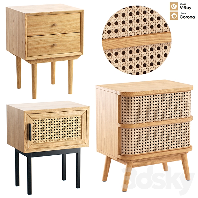 Bedside tables La Redoute Interieurs Set 1 3ds Max - thumbnail 1