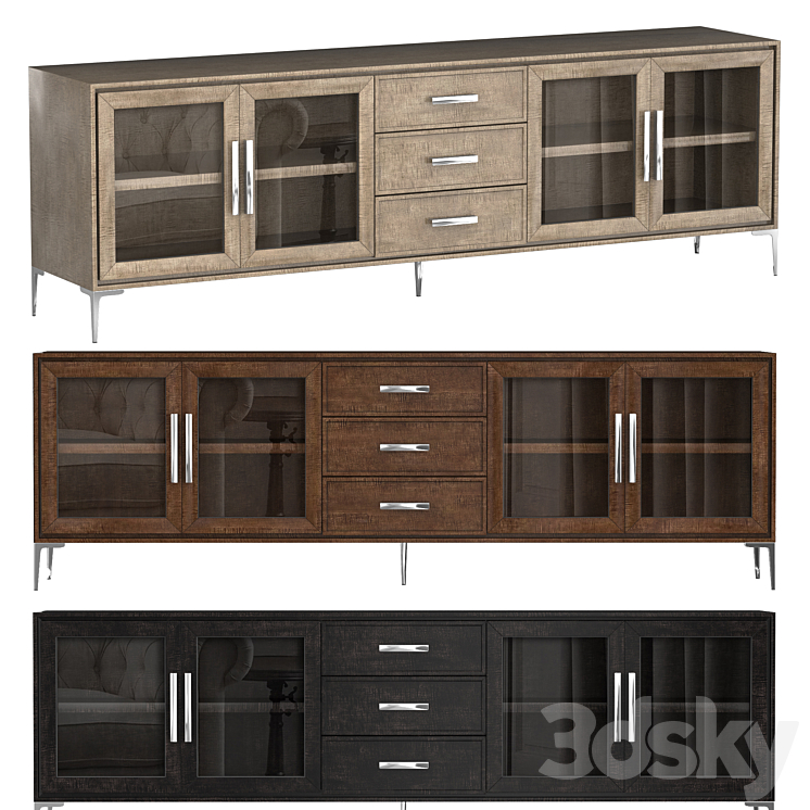 BENOIT GLASS 4-DOOR SIDEBOARD WITH DRAWERS 3DS Max Model - thumbnail 3