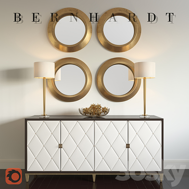 Bernhardt Jet Set Buffet &Jet Set Round Mirror 3DSMax File - thumbnail 1