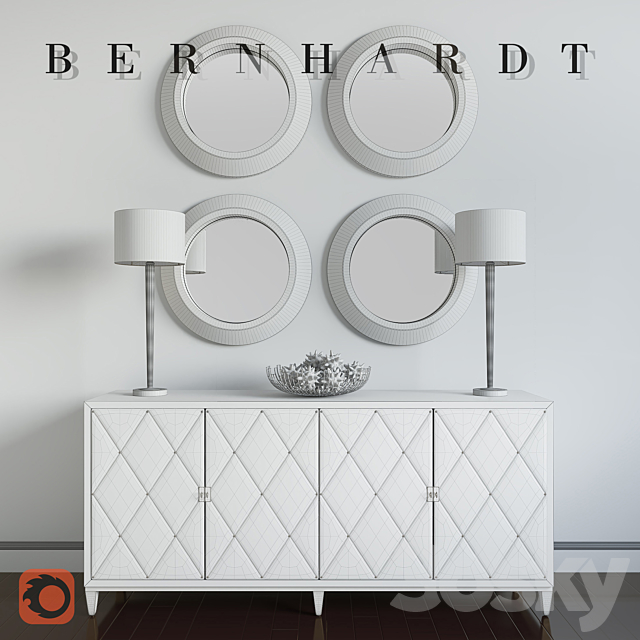 Bernhardt Jet Set Buffet &Jet Set Round Mirror 3DSMax File - thumbnail 2