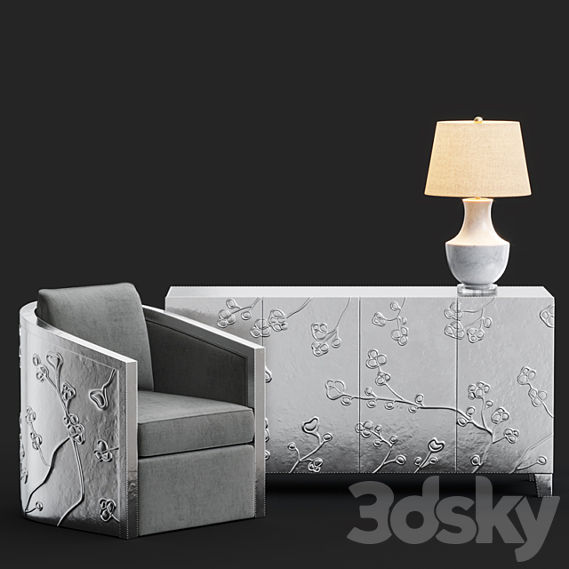 Bernhardt Sasha Chair _ Fleur Credenza 3DSMax File - thumbnail 1