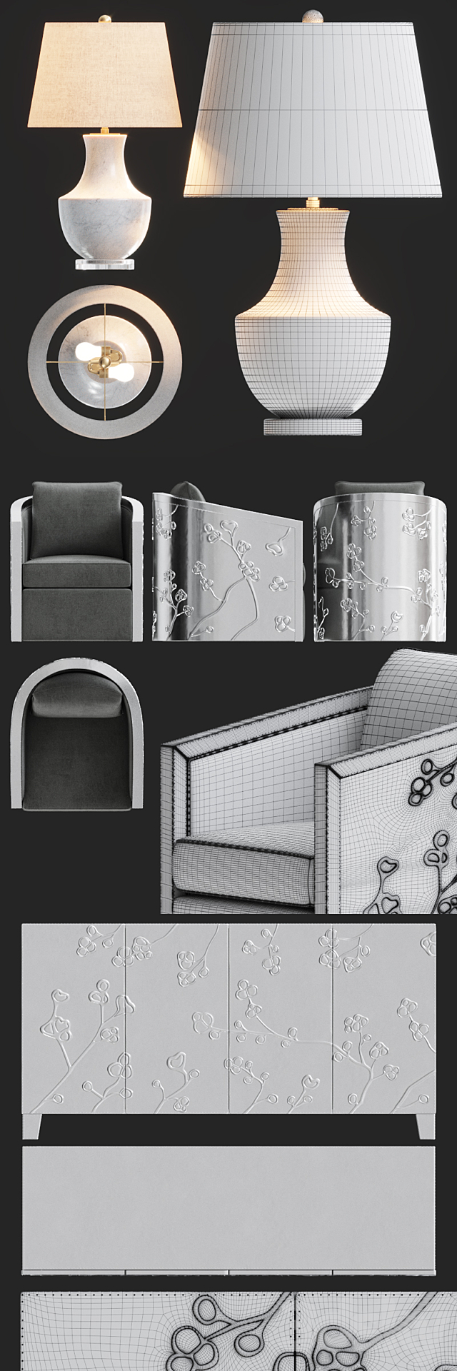 Bernhardt Sasha Chair _ Fleur Credenza 3DSMax File - thumbnail 3