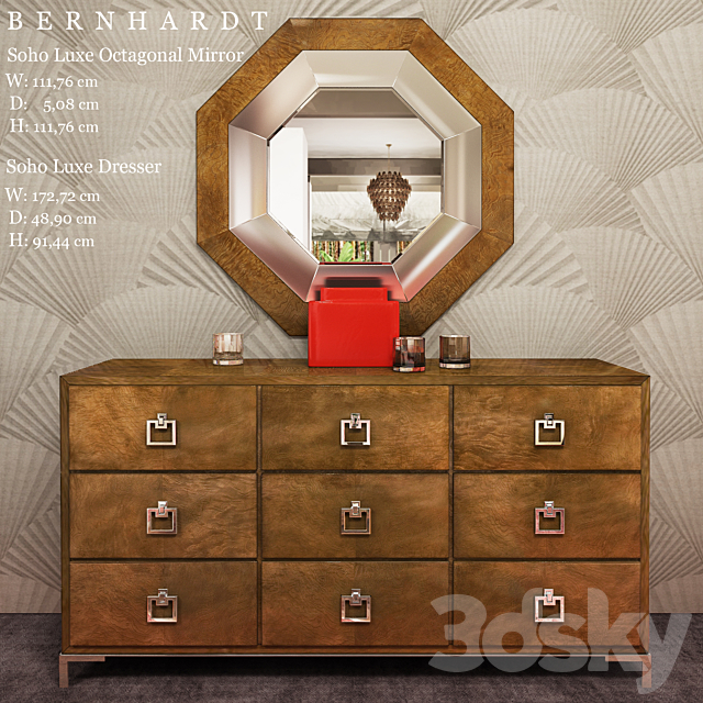 BERNHARDT Soho Luxe Dresser _ Soho Luxe Octagonal Mirror 3DSMax File - thumbnail 1