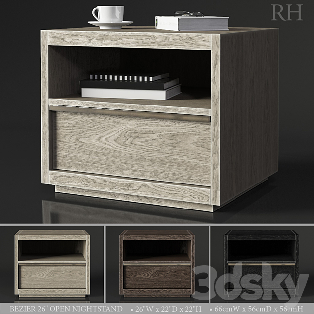 BEZIER 26in OPEN NIGHTSTAND 3ds Max - thumbnail 1