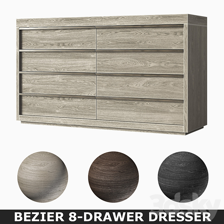 BEZIER 8-DRAWER DRESSER 3DS Max - thumbnail 1