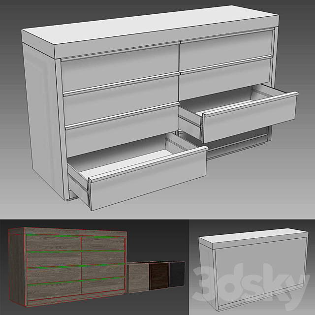 BEZIER 8-DRAWER DRESSER 3DSMax File - thumbnail 3