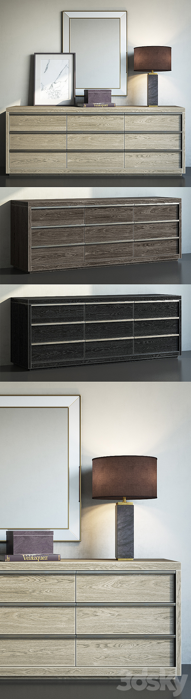 BEZIER 9-DRAWER LARGE DRESSER 3DS Max Model - thumbnail 2