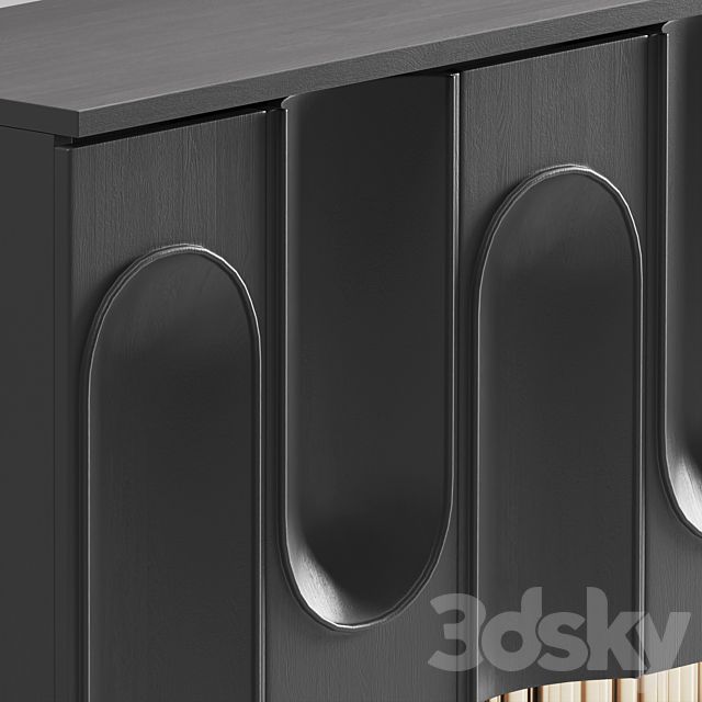 BLACK AND GOLD SIDEBOARD 3DS Max Model - thumbnail 2