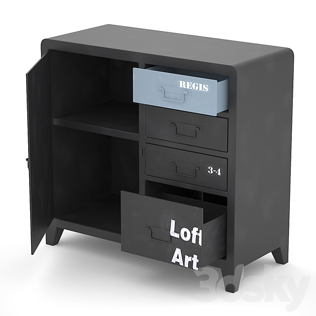 Black & White locker Loft art 3DS Max Model - thumbnail 2