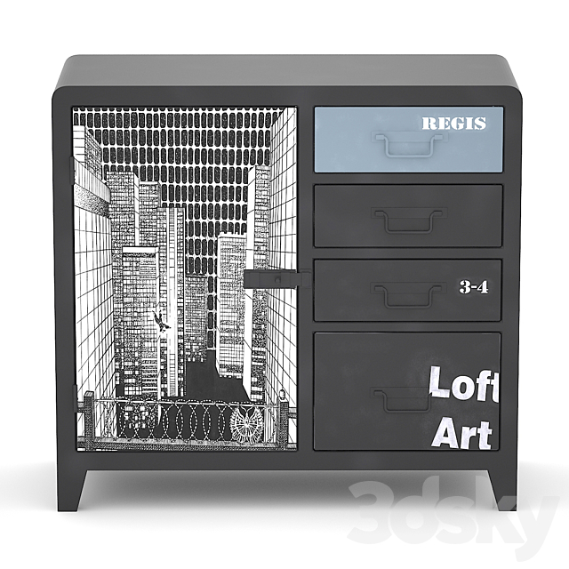 Black & White locker Loft art 3DS Max Model - thumbnail 3