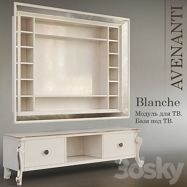 Blanche Avenanti. Hinged module and cabinet for TV 3DS Max Model - thumbnail 1