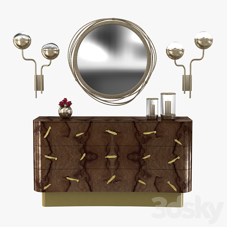 Brabbu kayan mirror niku wall lamp and baraka chest 3D model 3DS Max Model - thumbnail 3