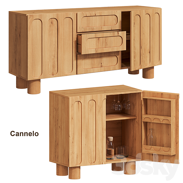 Cannelo Bar cabinet LA REDOUTE 3DS Max Model - thumbnail 4