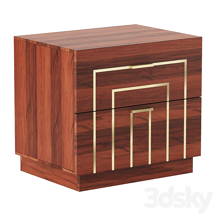 CB2 Everett Acacia with Brass Inlay Nightstand 3DS Max Model - thumbnail 1