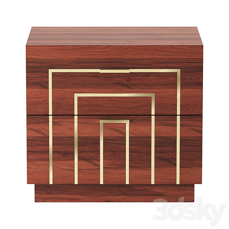 CB2 Everett Acacia with Brass Inlay Nightstand 3DS Max Model - thumbnail 2