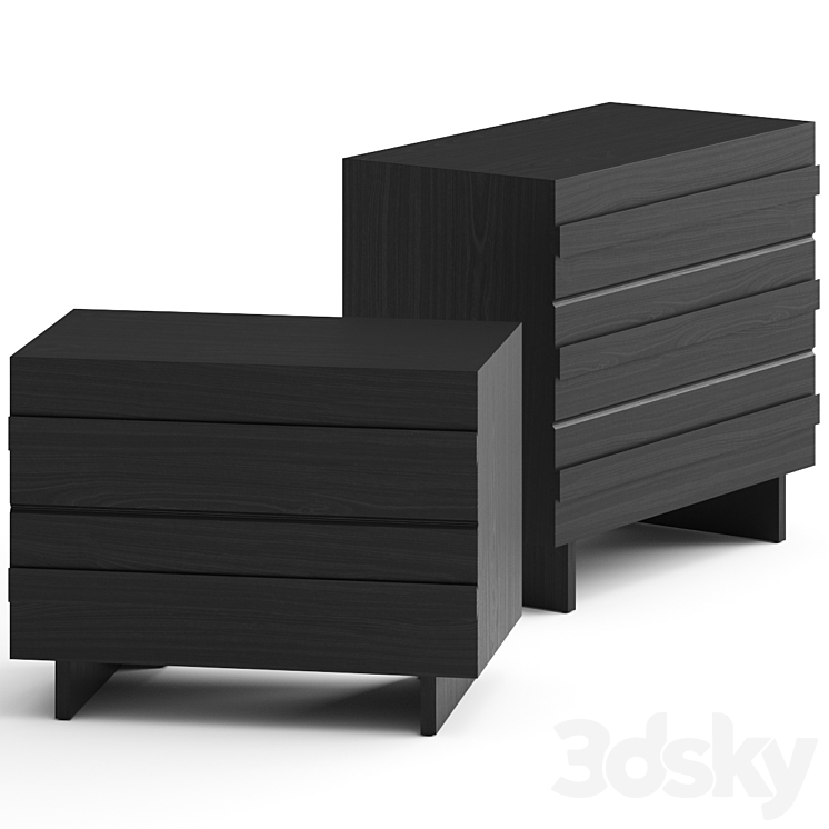 CB2 Seacliff Oak Nightstand Bedside Table 3DS Max Model - thumbnail 1
