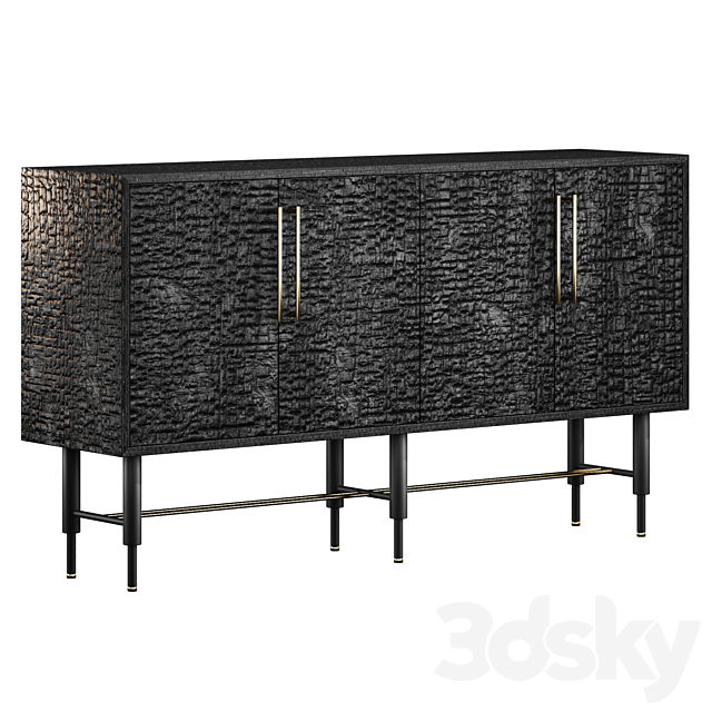 Charred wood chest of drawers 3DS Max Model - thumbnail 2