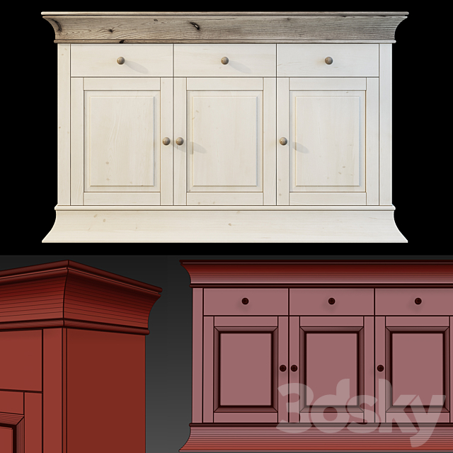 Chest _ sideboard “Boston”. Siver. Sideboard. 3DSMax File - thumbnail 3