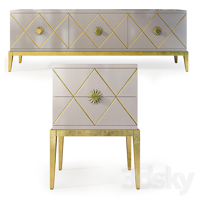 Chest _ TV cabinet and bedside table Gatsby. Nightstand tv stad by Cavio Casa 3DS Max Model - thumbnail 2