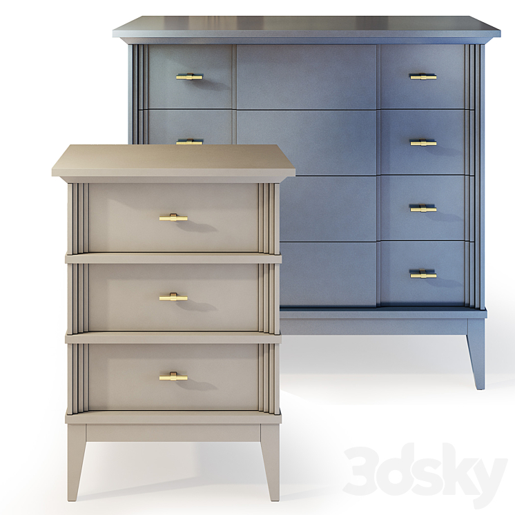 Chest and drawer Manhattan. Dresser nightstand 3DS Max - thumbnail 2