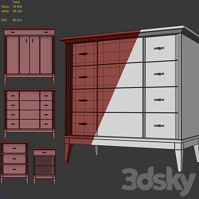 Chest and drawer Manhattan. Dresser. nightstand 3DSMax File - thumbnail 3