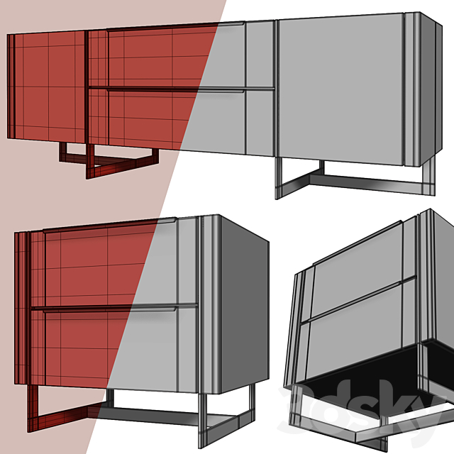 Chest and drawer Olsen with 2 drawers. Sideboard nightstand by Werby 3DSMax File - thumbnail 3