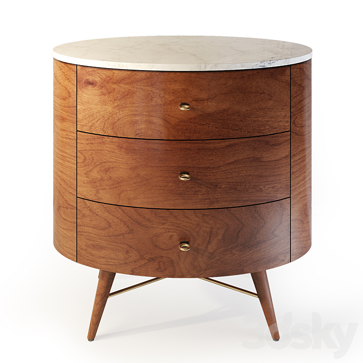 Chest and nightstand Acorn Penelope. Dresser bedside table by West Elm 3DS Max - thumbnail 2