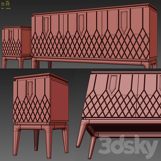 Chest and nightstand Bairo. Sideboard nightstand by Ambicioni 3DS Max Model - thumbnail 3