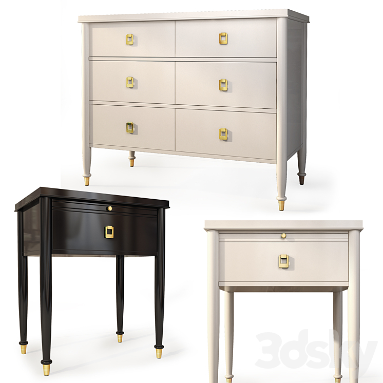 Chest and nightstand Lacourte. Dresser nightstand by Williams Sonoma 3DS Max - thumbnail 1