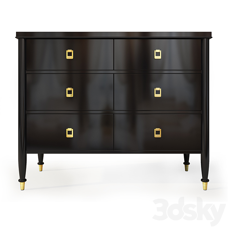 Chest and nightstand Lacourte. Dresser nightstand by Williams Sonoma 3DS Max - thumbnail 2