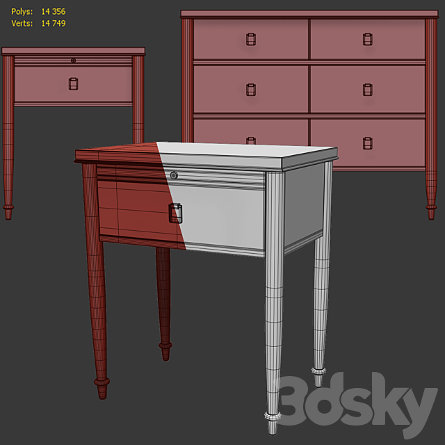 Chest and nightstand Lacourte. Dresser. nightstand by Williams Sonoma 3DSMax File - thumbnail 5