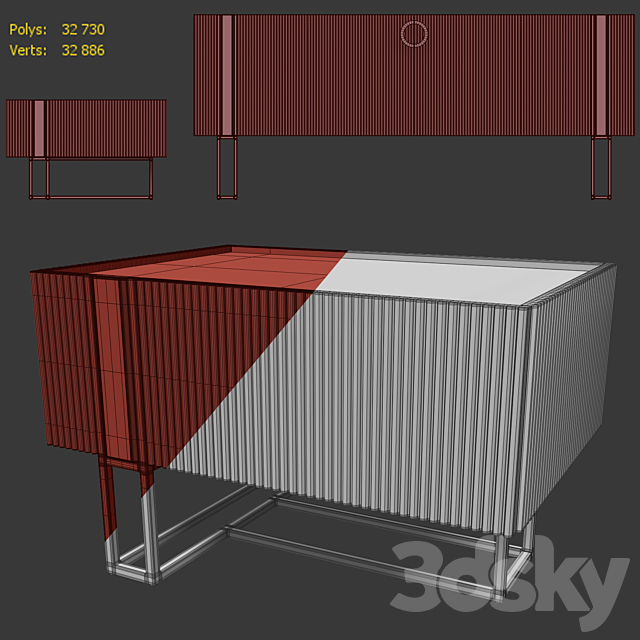 Chest and nightstand Matrix. Nightstand sideboard by Medusa Home 3DS Max Model - thumbnail 4