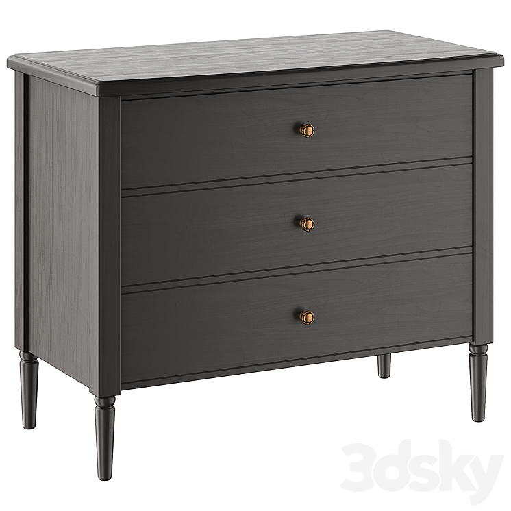 Chest of 3 drawers BLUES 3DS Max Model - thumbnail 3