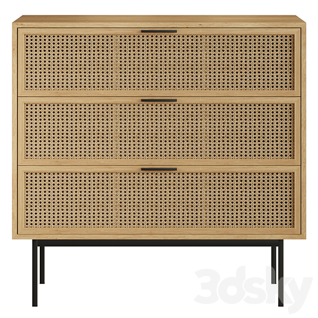 Chest of 3 drawers Waska 3DS Max Model - thumbnail 3