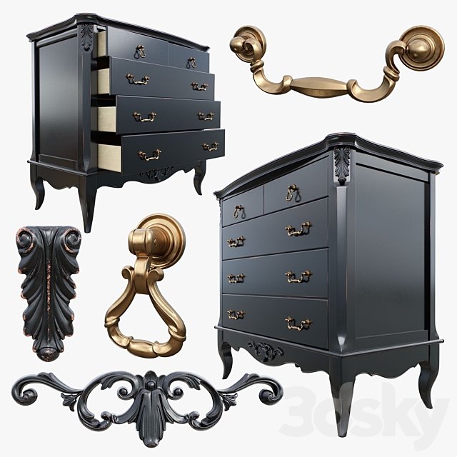 Chest of 5 drawers Belverom_Aletan 3ds Max - thumbnail 2